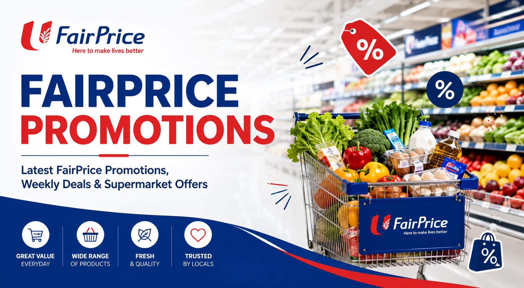 FairPrice promotions banner with supermarket deals