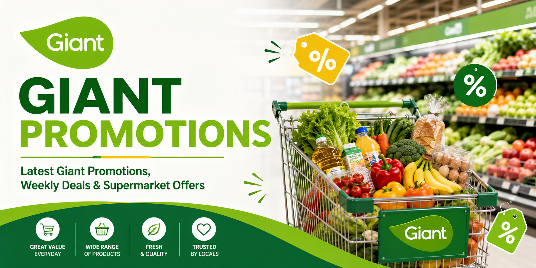 Giant supermarket promotions banner with weekly deals